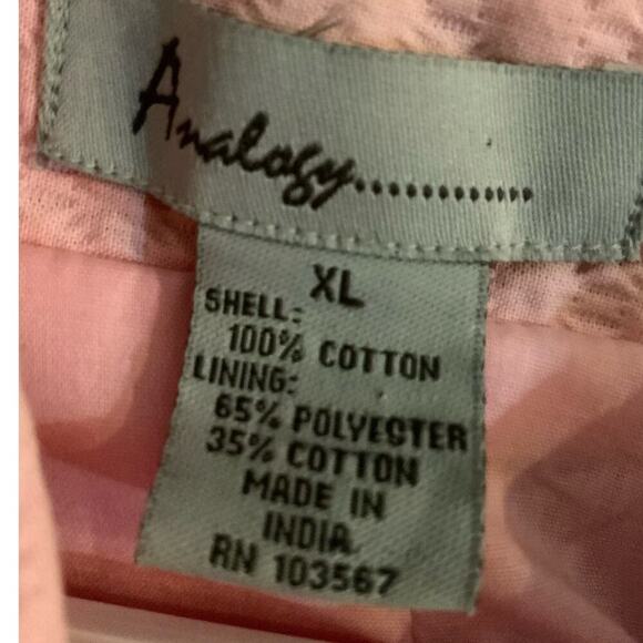 Analogy Button Up Quilted Blazer Cardigan Coat Women Size XL Long Sleeves Pink - Picture 5 of 5